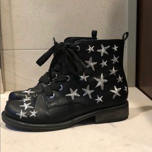Dolce Vita black & silver girls combat boots sz 4